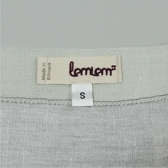 Lemlem Gray and Blue Striped Short Sleeve Top - Picture 2 of 6